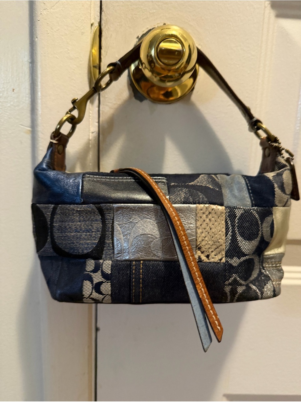 Y2K Coach Denim Patchwork Mini Handbag